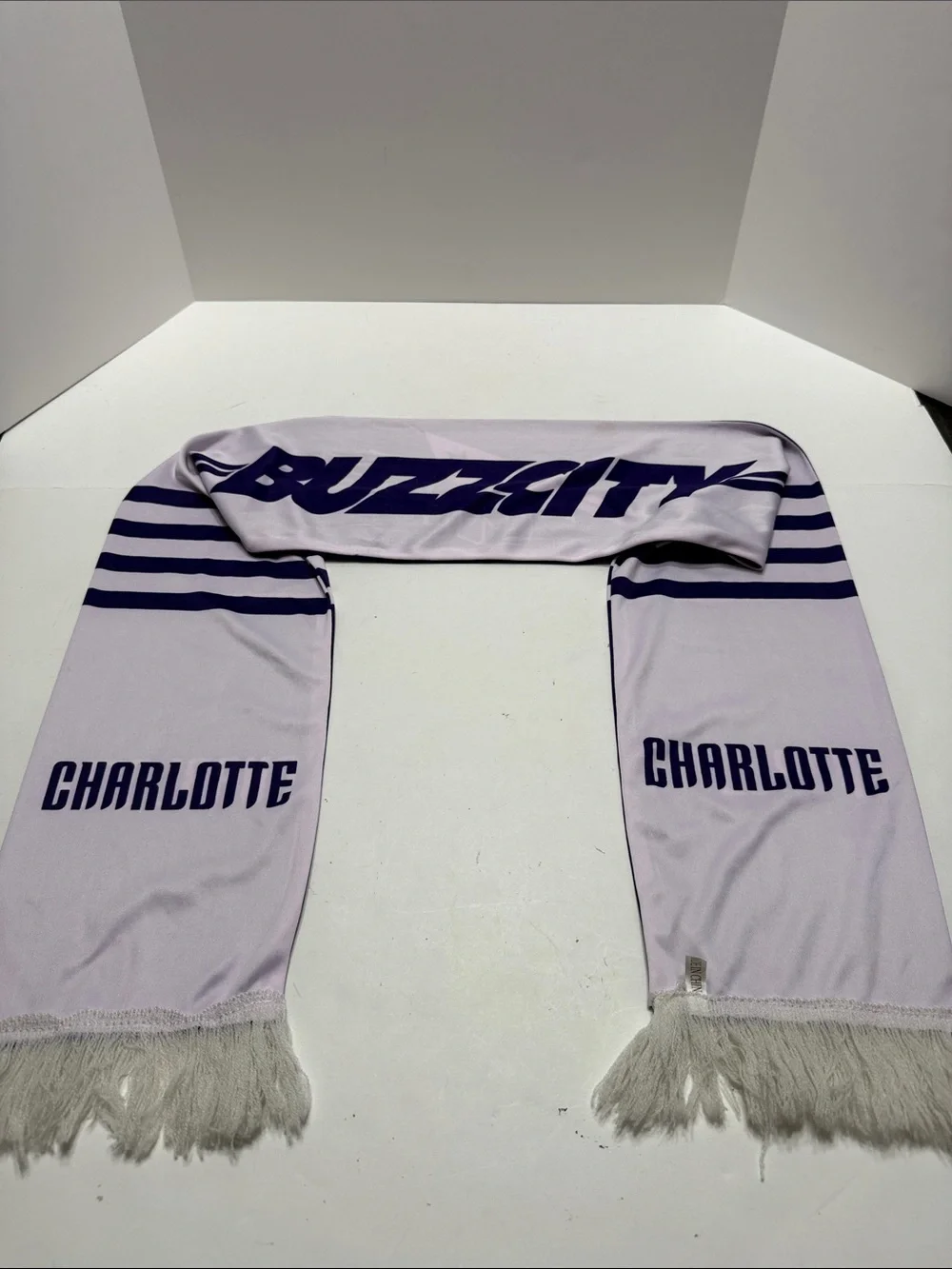 City Buzz Light Lavender Fringe Scarf with Soft White Tassels